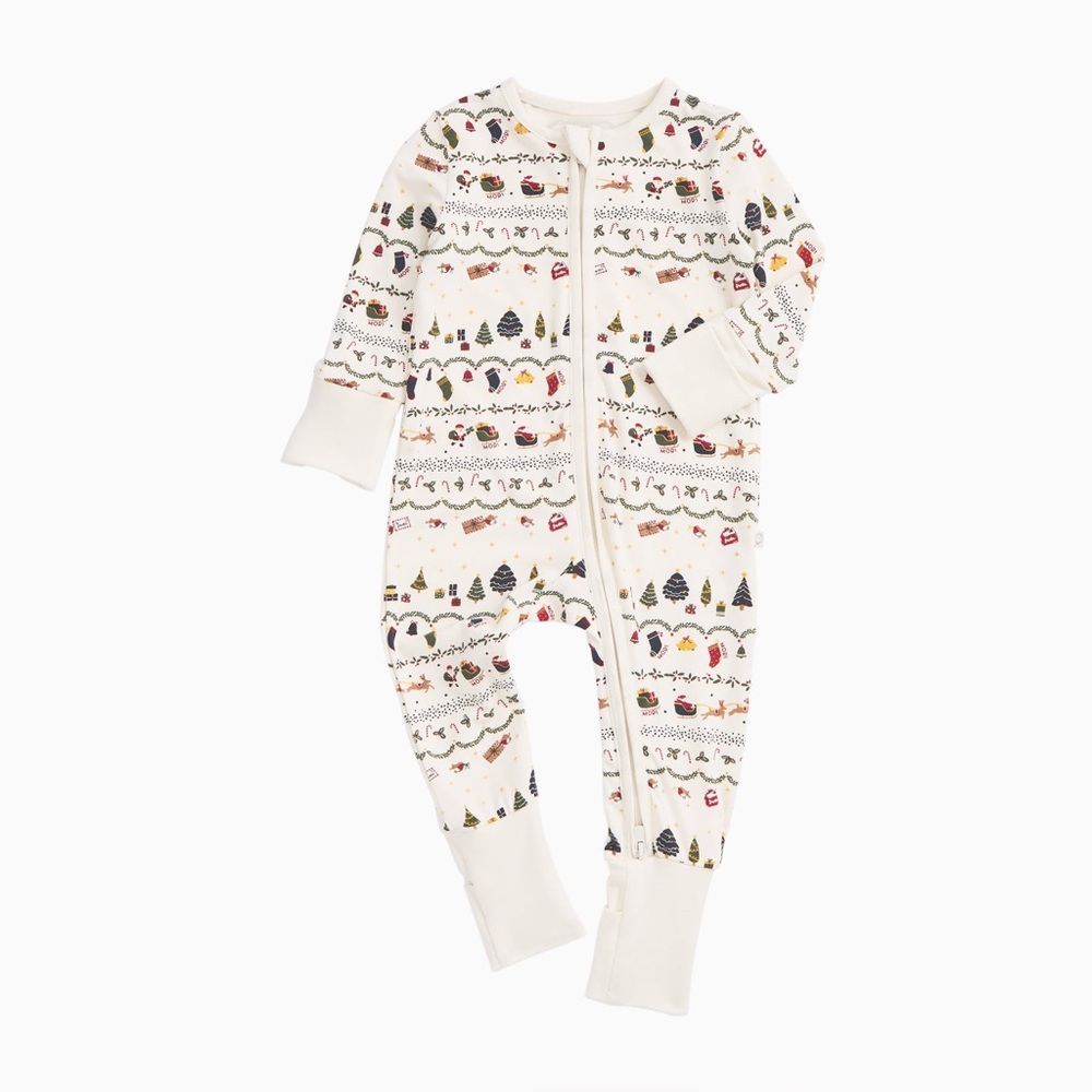 Baby Mori Christmas Fairisle Clever Zip Baby Pajamas
